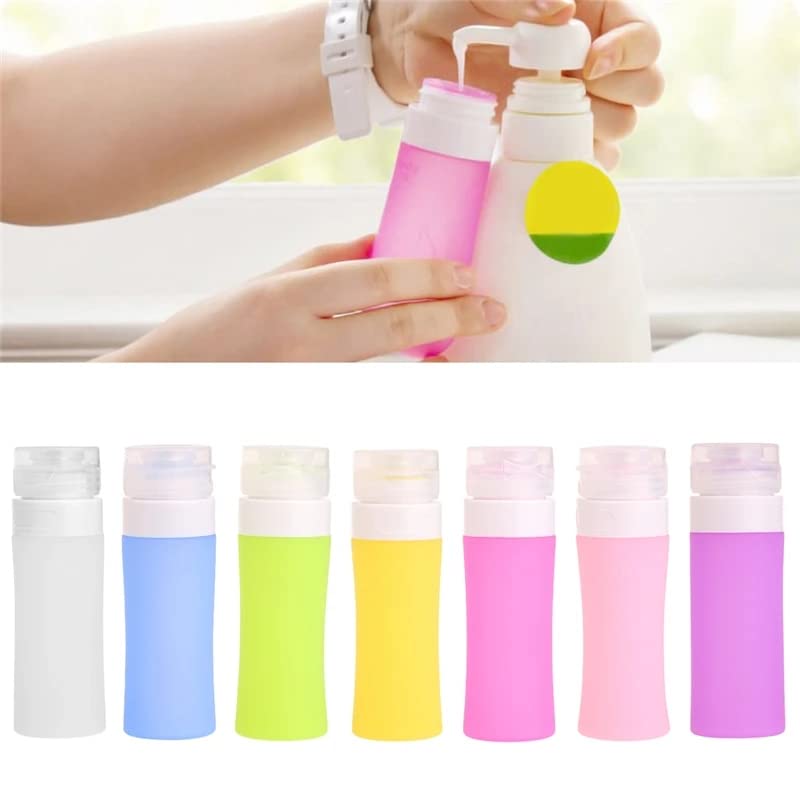 Tvoip 5Pcs 38ml /1.28oz Silicone Refillable Bottle Portable Mini Traveler Packing Bottle Press Bottle(Random Color) - Image 2